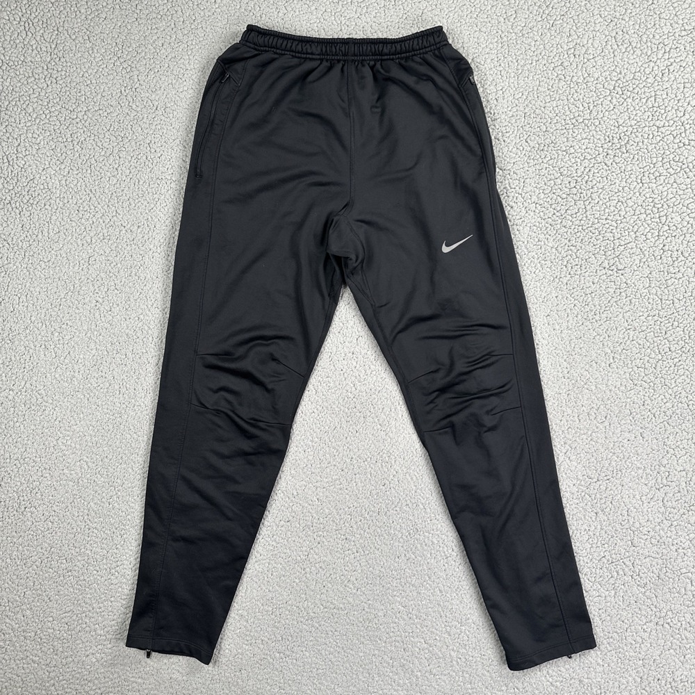 Nike Running Dri Fit Joggers Men Medium Black Ankle Zip Reflective Zip Pocket